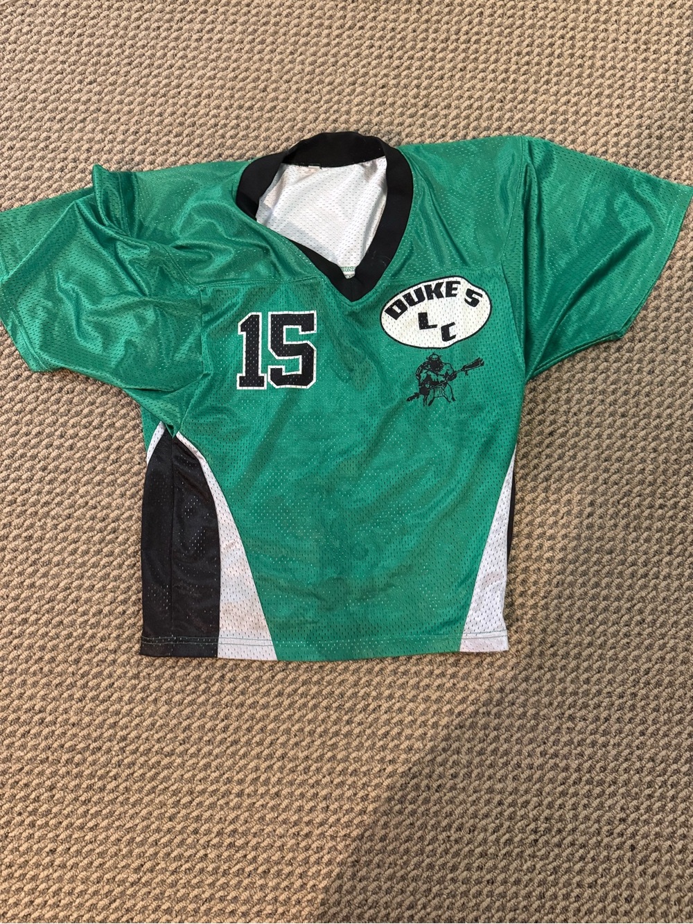 Green #15 Vintage Lacrosse Jersey with Black & White Accents